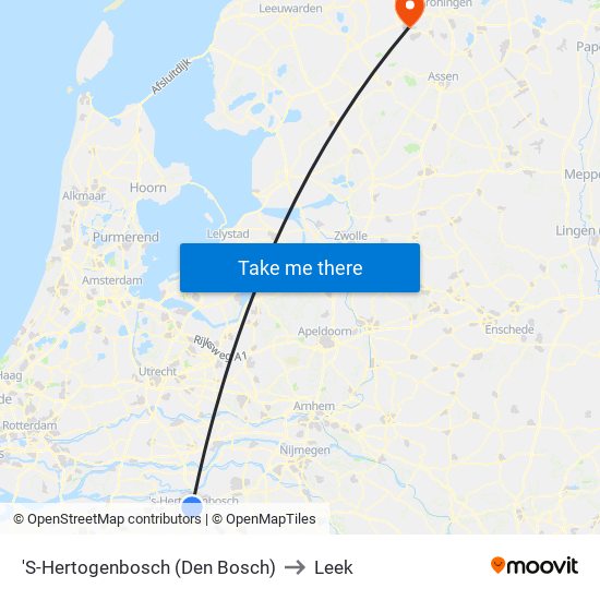 'S-Hertogenbosch (Den Bosch) to Leek map