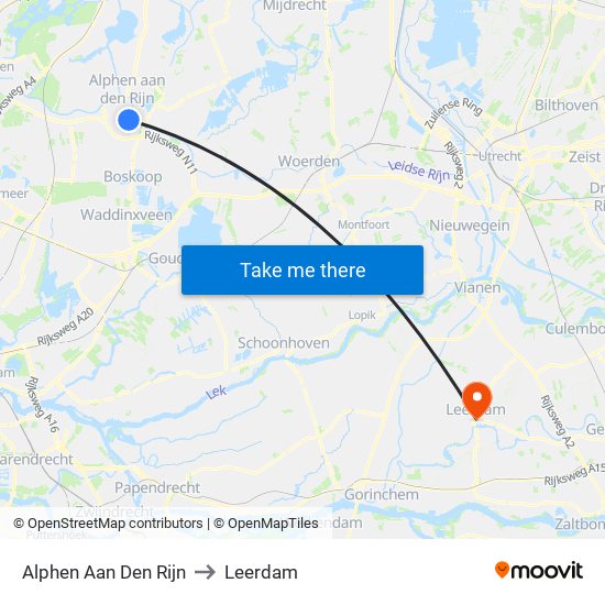 Alphen Aan Den Rijn to Leerdam map