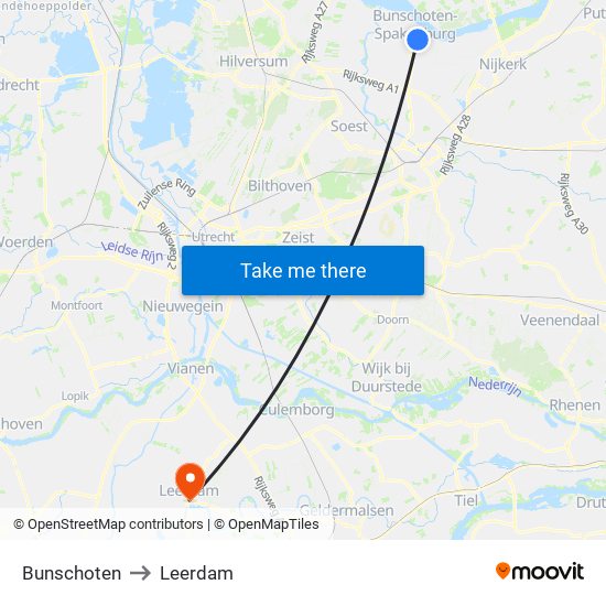 Bunschoten to Leerdam map