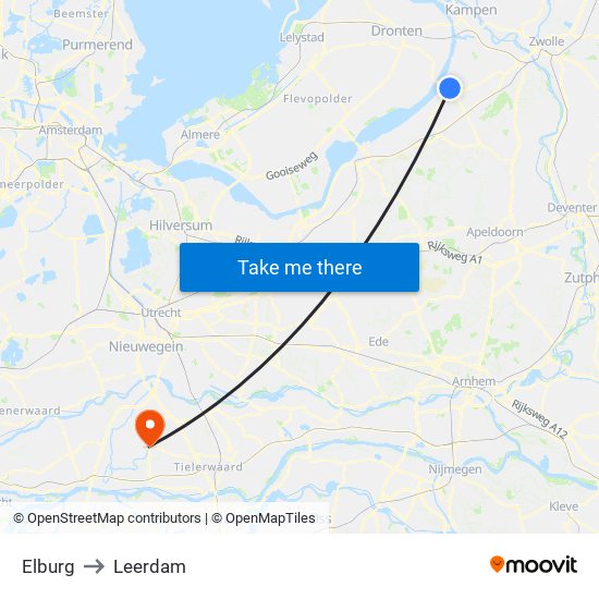 Elburg to Leerdam map