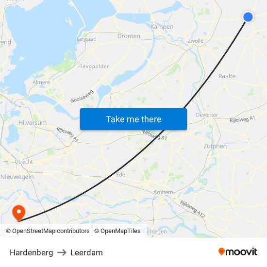 Hardenberg to Leerdam map