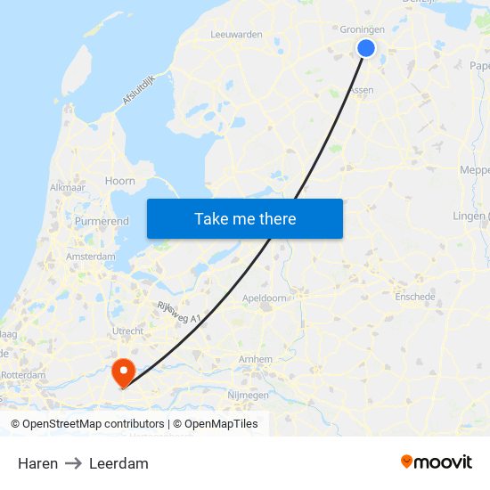 Haren to Leerdam map