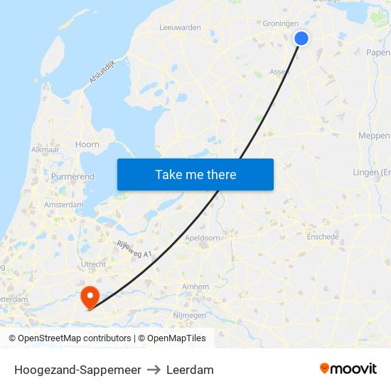 Hoogezand-Sappemeer to Leerdam map