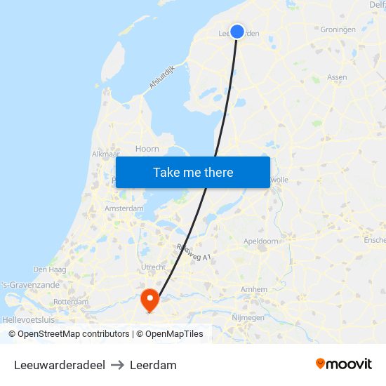 Leeuwarderadeel to Leerdam map