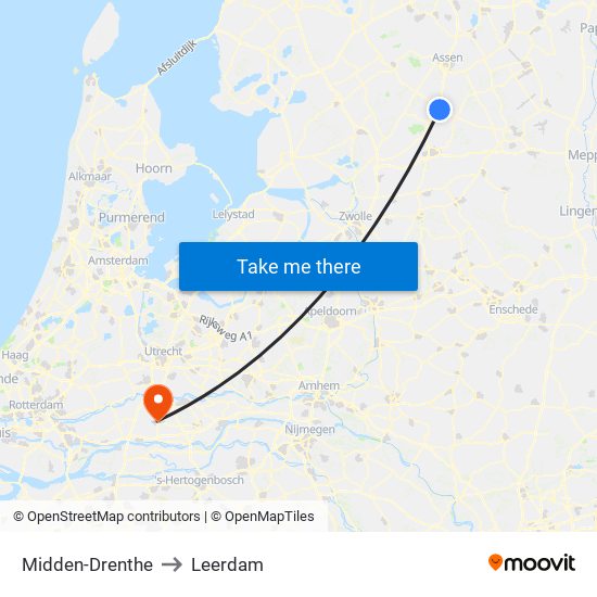 Midden-Drenthe to Leerdam map