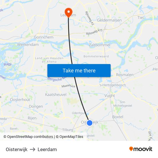 Oisterwijk to Leerdam map