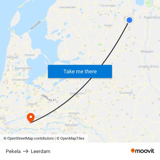 Pekela to Leerdam map