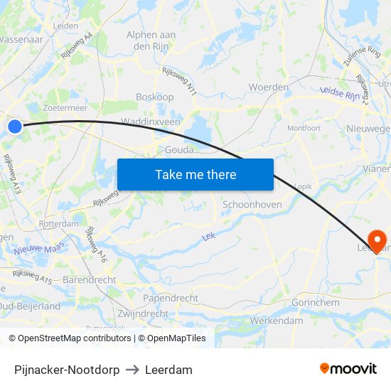 Pijnacker-Nootdorp to Leerdam map