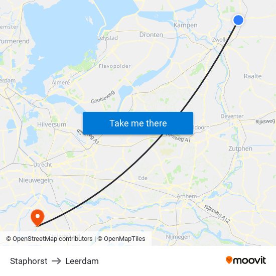 Staphorst to Leerdam map