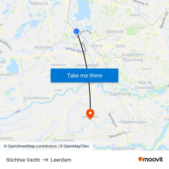 Stichtse Vecht to Leerdam map