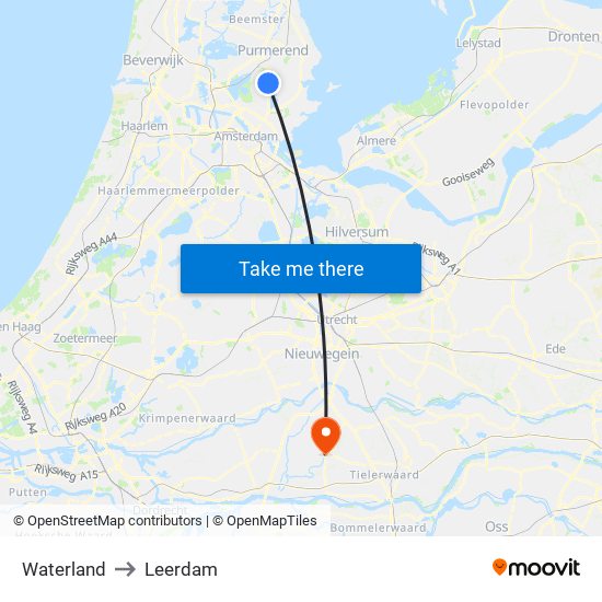 Waterland to Leerdam map