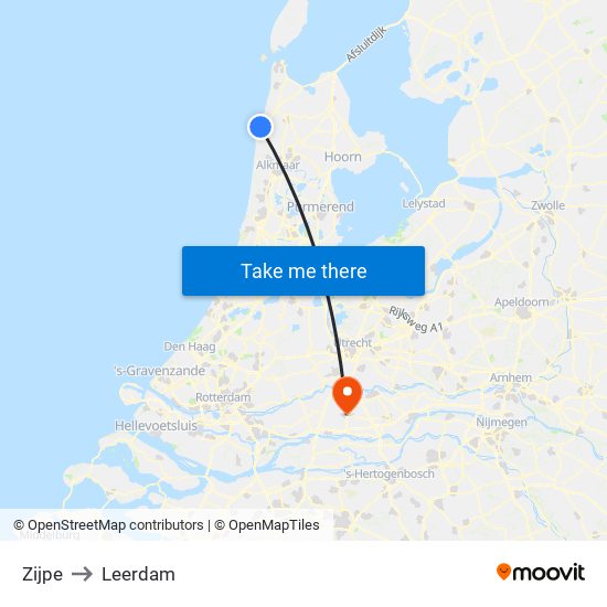 Zijpe to Leerdam map