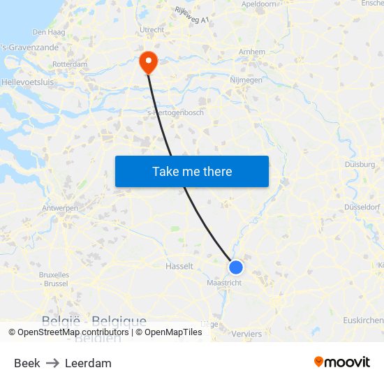 Beek to Leerdam map