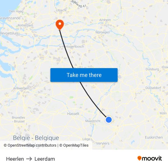 Heerlen to Leerdam map