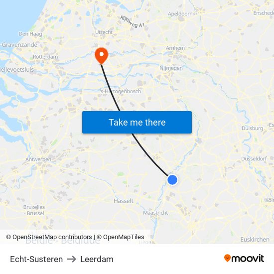 Echt-Susteren to Leerdam map