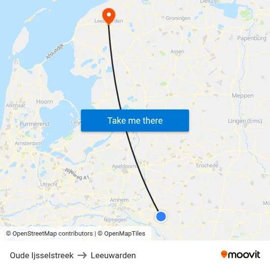 Oude Ijsselstreek to Leeuwarden map