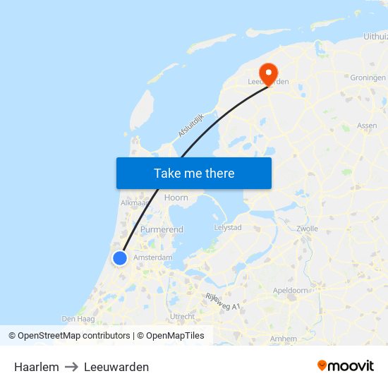 Haarlem to Leeuwarden map