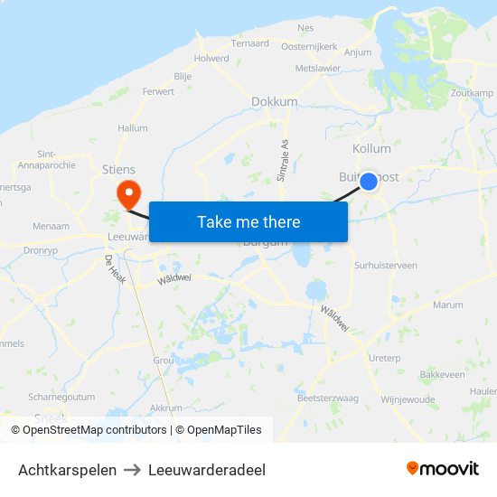 Achtkarspelen to Leeuwarderadeel map