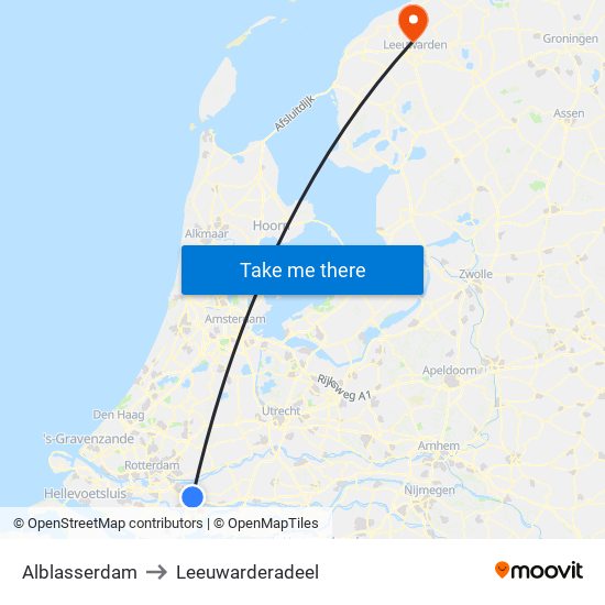 Alblasserdam to Leeuwarderadeel map