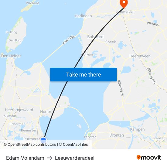 Edam-Volendam to Leeuwarderadeel map