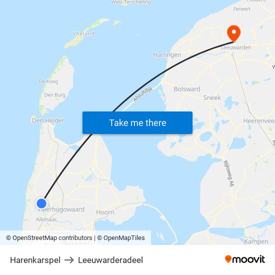 Harenkarspel to Leeuwarderadeel map