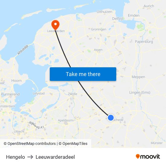 Hengelo to Leeuwarderadeel map