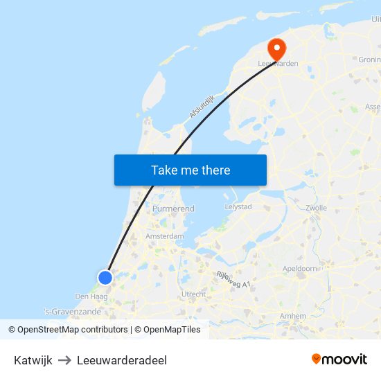 Katwijk to Leeuwarderadeel map