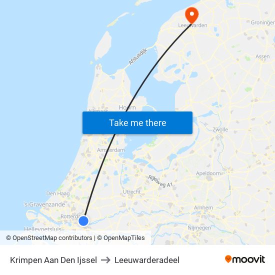 Krimpen Aan Den Ijssel to Leeuwarderadeel map