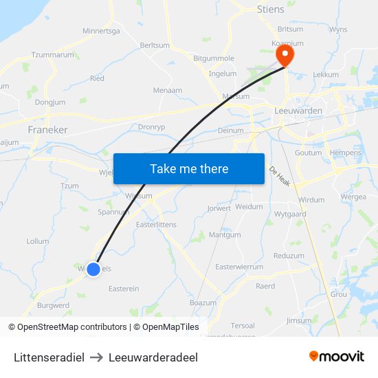 Littenseradiel to Leeuwarderadeel map