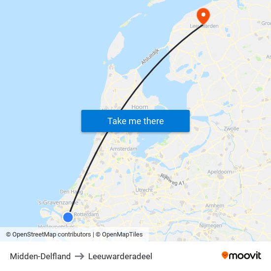 Midden-Delfland to Leeuwarderadeel map