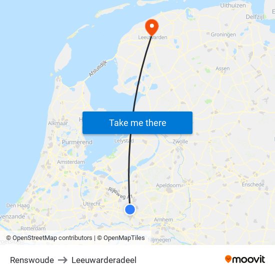 Renswoude to Leeuwarderadeel map