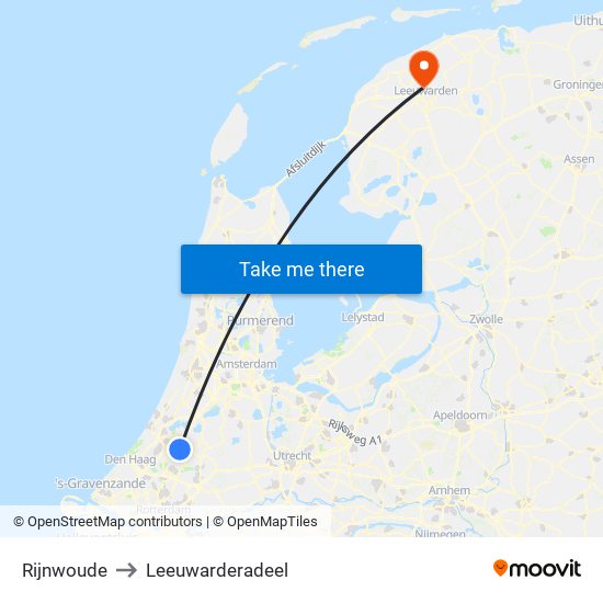 Rijnwoude to Leeuwarderadeel map