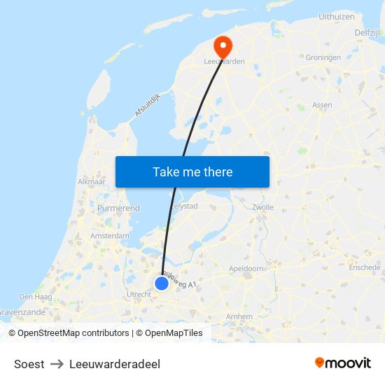 Soest to Leeuwarderadeel map