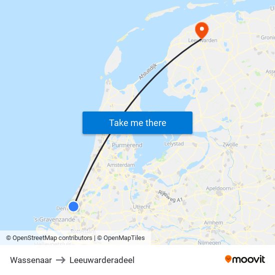 Wassenaar to Leeuwarderadeel map