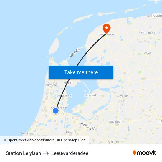 Station Lelylaan to Leeuwarderadeel map