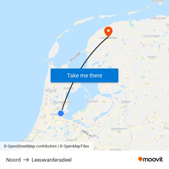 Noord to Leeuwarderadeel map