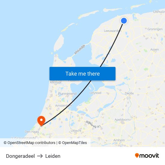 Dongeradeel to Leiden map