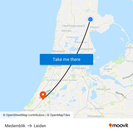 Medemblik to Leiden map