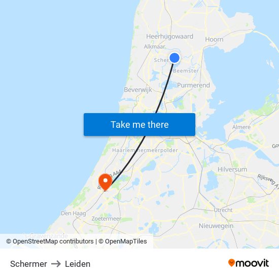 Schermer to Leiden map