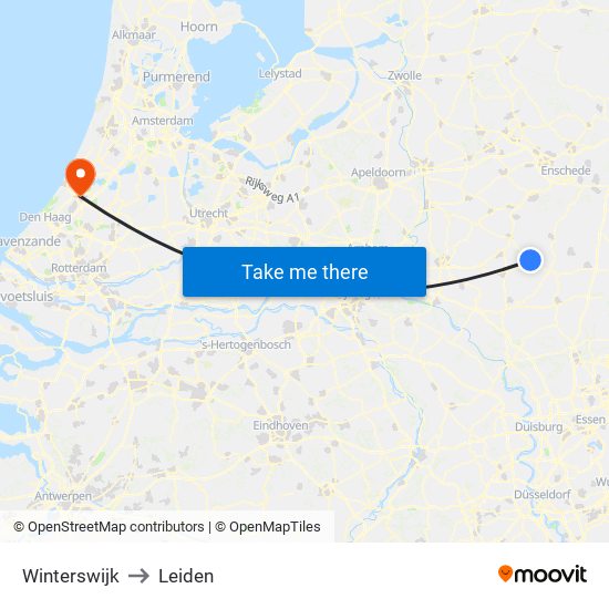 Winterswijk to Leiden map