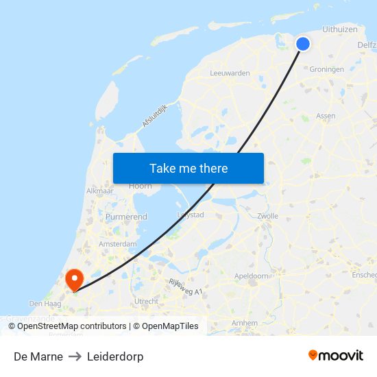 De Marne to Leiderdorp map
