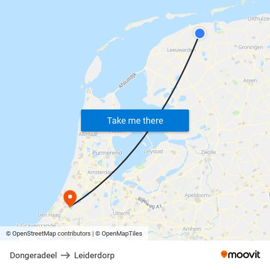 Dongeradeel to Leiderdorp map