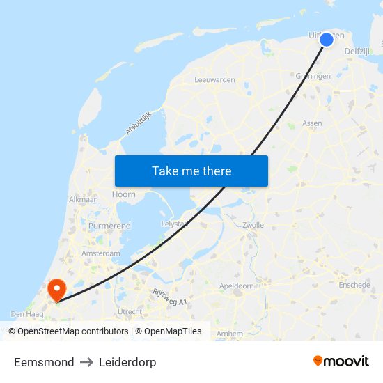 Eemsmond to Leiderdorp map