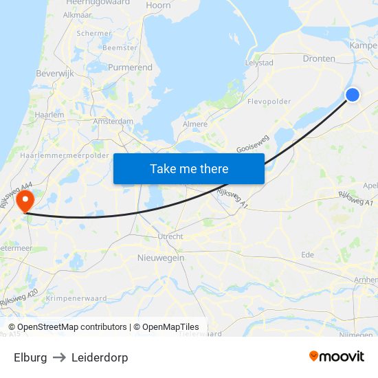 Elburg to Leiderdorp map