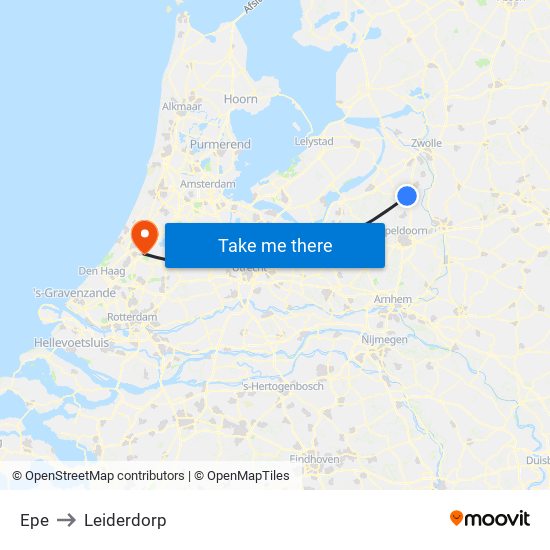 Epe to Leiderdorp map