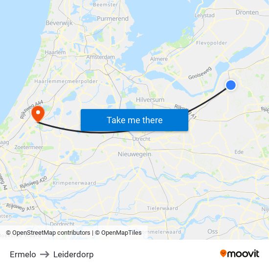 Ermelo to Leiderdorp map