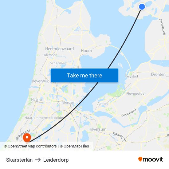 Skarsterlân to Leiderdorp map