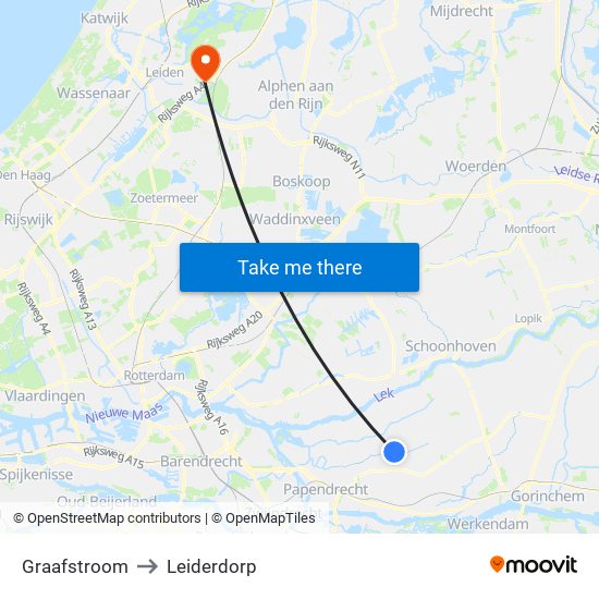 Graafstroom to Leiderdorp map