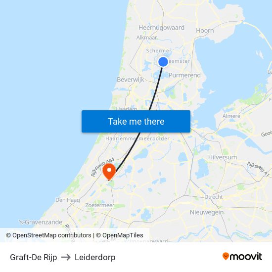 Graft-De Rijp to Leiderdorp map