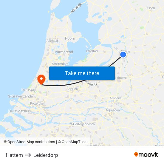 Hattem to Leiderdorp map
